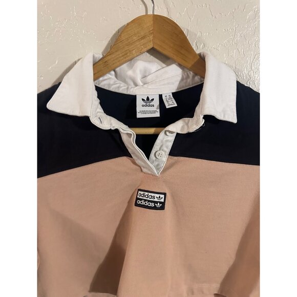 Adidas Y2K  Colorblock Cropped Collared Polo Top - Picture 5 of 8